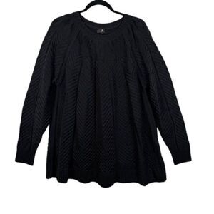 Jason Wu June Sweater Black Textured Chevron Knit Flared Peplum Size 2X